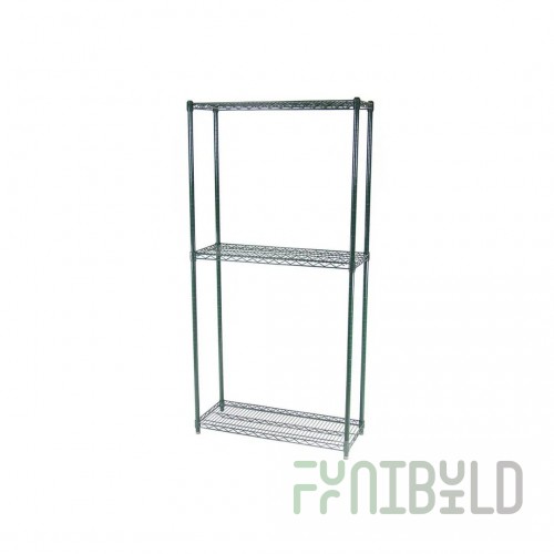 Nor-Lake SSG66-3 72 Inch 3 Tier Wire Shelving Unit Green-Kote Epoxy Coated