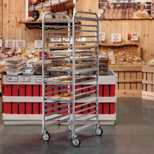 Winholt SS-1830B 26 Inch Mobile Pan Rack Stainless Steel Open Sides with Slides