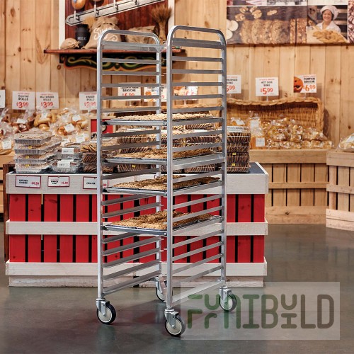 Winholt SS-1830B 26 Inch Mobile Pan Rack Stainless Steel Open Sides with Slides