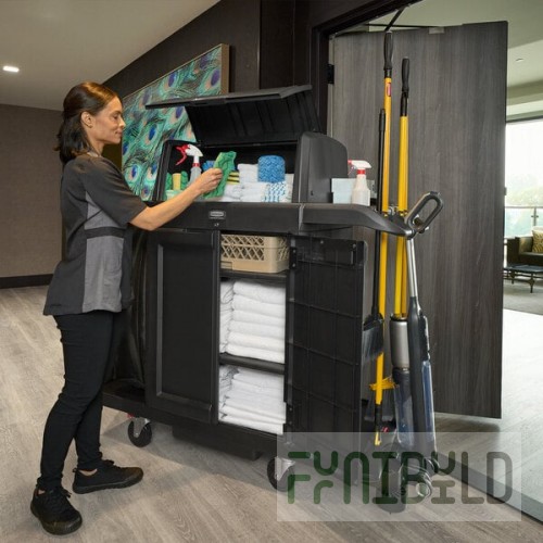 Rubbermaid 2202587 Full Size Housekeeping Cart With Hood & Doors