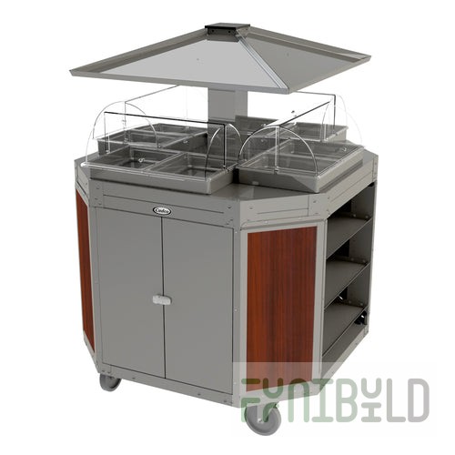 Cadco CBC-OCT-L5 46 Inch Mobile Electric Hot Food Serving Counter with Shelves