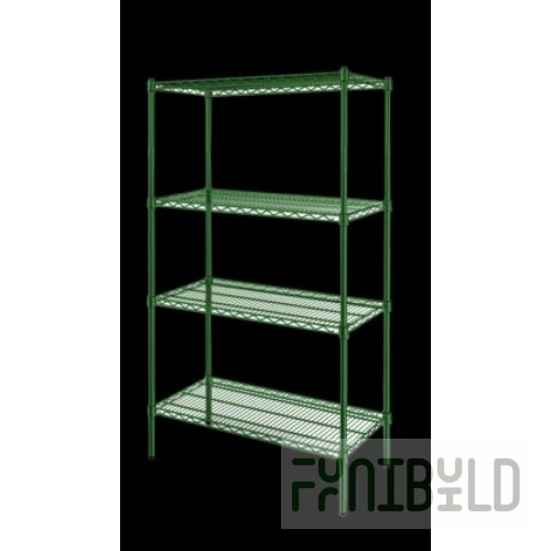 Norlake SSG56-4 72 Inch Green-Kote 4-Tier Shelving Unit Wire