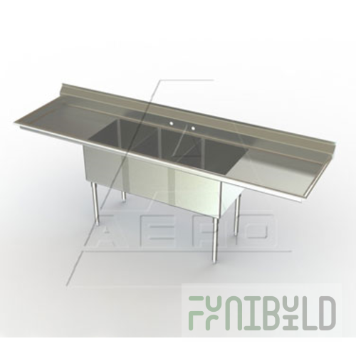 AERO Manufacturing XF3-2118-18LR 21 Inch Three Compartment Sink with Drainboards