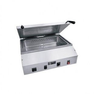 EmberGlo ES10T Width 22 Inch Countertop Steamer Tap Water Push Button Stainless Steel