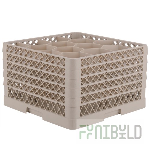 Vollrath TR18JJJJJ-02 19-3/4 Inch Full Size Dishwasher Rack 12 Compartments Co-polymer Plastic with Extenders