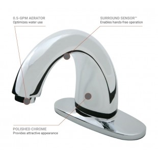 Rubbermaid Commercial Products 1903281 Automatic Faucet Single Hole Deck Mount Chrome Finish with Thermostatic Mixing Valve Rubbermaid Commercial Products 1903281 Automatic Faucet Single Hole Deck Mount Chrome Finish with Thermostatic Mixing Valve