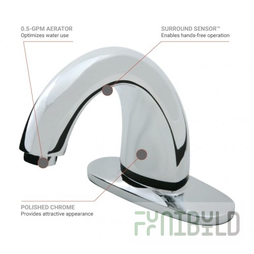 Rubbermaid Commercial Products 1903281 Automatic Faucet Single Hole Deck Mount Chrome Finish with Thermostatic Mixing Valve