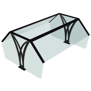 Vollrath N98404 86 to 91 Inch Double-Sided Sneeze Guard Aluminum with Glass Frames