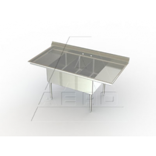 AERO Manufacturing 2MP-3-15L 55 Inch Supermarket Sink Meat and Platter{ AERO Manufacturing 2MP-3-15L 55 Inch Supermarket Sink Meat and Platter{