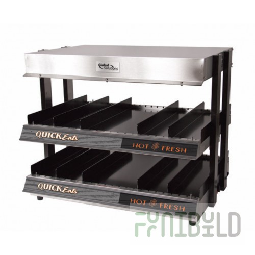 Global Solutions by Nemco GS1300-24-S 21 Inch Heated Shelf Merchandiser with Slanted Shelves