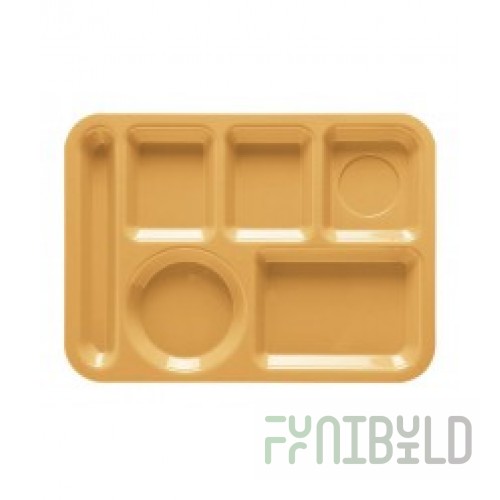 GET Enterprises TL-152-TY 13-3/4 Inch Left Handed Tray 6 Compartment ABS Tropical Yellow