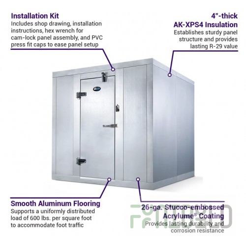 Amerikooler QC060877**F-O 5'-10 5/8 Inch Walk-in Cooler Panels Only with Aluminum Floor