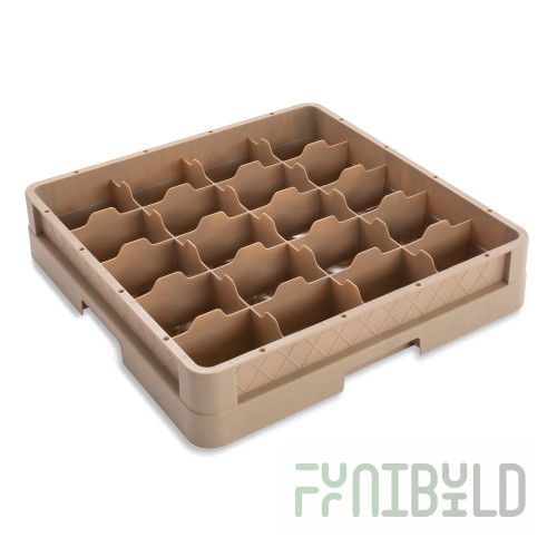 Vollrath CR5 19 Inch Full Size Dishwasher Rack Co-Polymer Beige 20 Section with Closed Wall Base