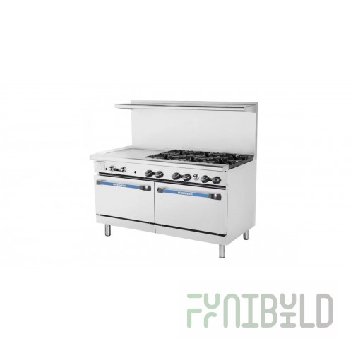 Turbo Air TARG-6B24G_LP 60 Inch Gas Radiance Restaurant Range with (6) 32000 BTU Burners and (2) Ovens