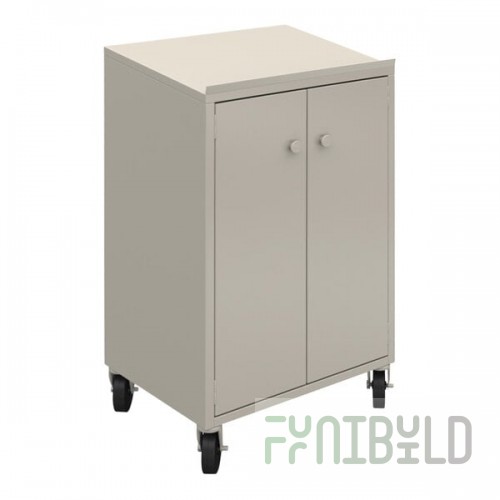 Winholt OTE-78 24 Inch Mobile Stand Up Desk Enclosed Cabinet Beige Enamel Finish