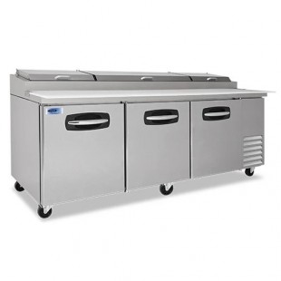 Nor-Lake NLPT93 93 Inch Refrigerated Counter Pizza Prep Table with 3 Sections Nor-Lake NLPT93 93 Inch Refrigerated Counter Pizza Prep Table with 3 Sections
