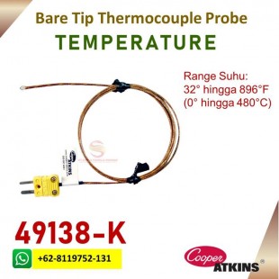Cooper Atkins 49138-K Bare Tip Probe Type K 48 Inch Fiberglass Cable Cooper Atkins 49138-K Bare Tip Probe Type K 48 Inch Fiberglass Cable
