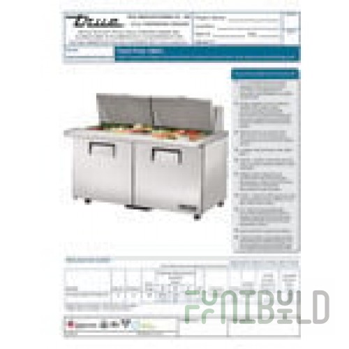 True Refrigeration TSSU-60-24M-B-ST-ADA-HC~SPEC3 60 Inch Stainless Steel Refrigerated Counter