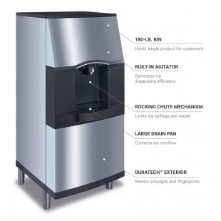 Manitowoc SFA291 Floor Model Ice Dispenser Built-In Water Valve 180 Lb Capacity Dice Ice Manitowoc SFA291 Floor Model Ice Dispenser Built-In Water Valve 180 Lb Capacity Dice Ice