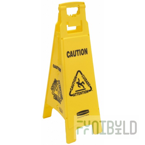 Rubbermaid FG611400YEL 38 Inch Caution Sign 4-Sided Plastic Yellow