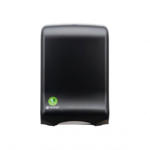 San Jamar T1700REBK 7 Inch Black Plastic Manual Wall Mounted Paper Towel Dispenser