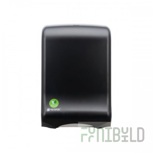 San Jamar T1700REBK 7 Inch Black Plastic Manual Wall Mounted Paper Towel Dispenser