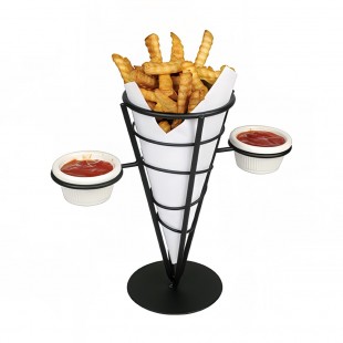 Winco WBKH-5 4-5/8 Inch Diameter Round French Fry Basket Wire Conical Black Metal