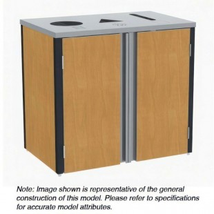 Lakeside 3418 48-1/2 Inch Top Access Waste and Recycle Station Stainless Steel