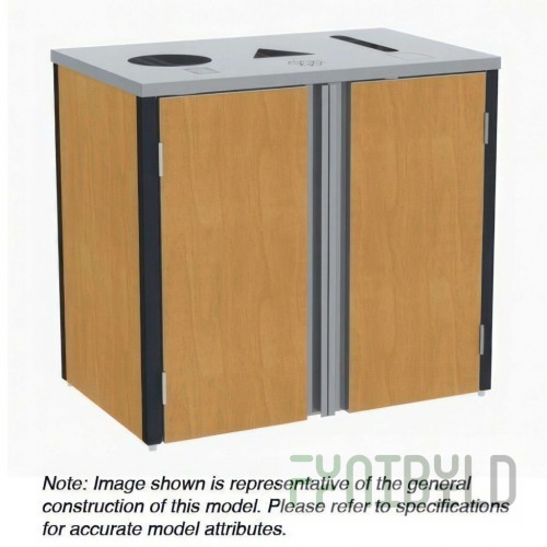 Lakeside 3418 48-1/2 Inch Top Access Waste and Recycle Station Stainless Steel