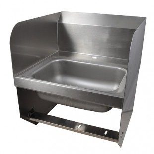 BK Resources BKHS-D-SS-1-SS-BKK 9 Inch Hand Sink Wall Mount with Side Splashes