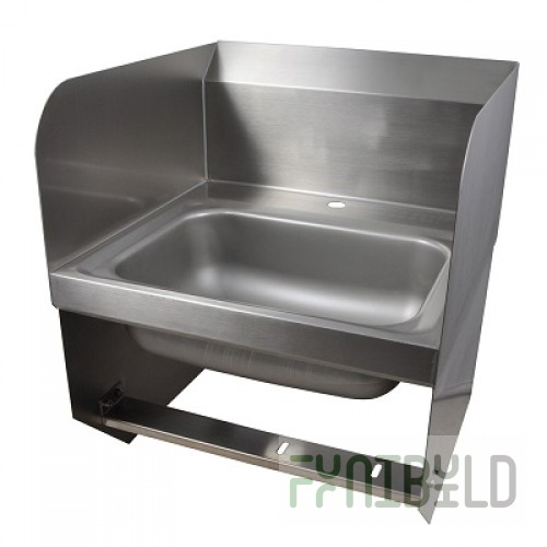 BK Resources BKHS-D-SS-1-SS-BKK 9 Inch Hand Sink Wall Mount with Side Splashes