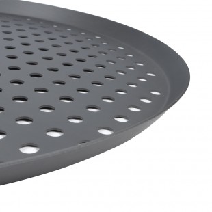 Vollrath PC16PHC 16 Inch Perforated Pizza Pan Hard Coat Anodized Aluminum Vollrath PC16PHC 16 Inch Perforated Pizza Pan Hard Coat Anodized Aluminum