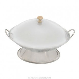 Town 25108C 7-3/4 Inch Diameter Wok Serving Dish Cover with Brass Knob Polished Stainless Steel