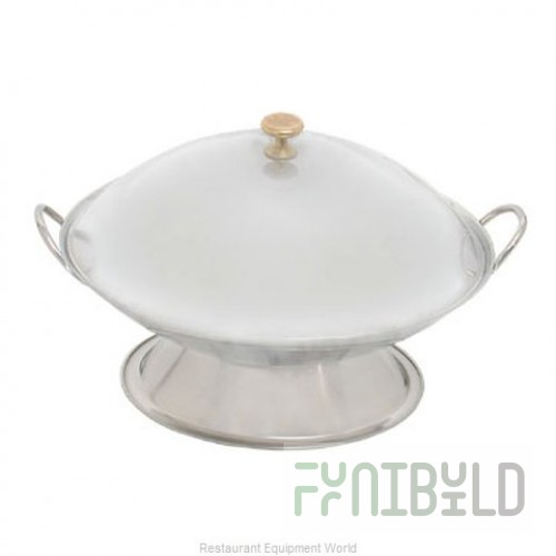 Town 25108C 7-3/4 Inch Diameter Wok Serving Dish Cover with Brass Knob Polished Stainless Steel