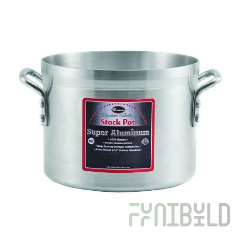 Winco AXS-80 80 Quart Stock Pot Aluminum Round Without Cover Reinforced