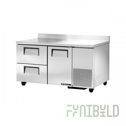 True Refrigeration TWT-60-32D-2-HC~SPEC3 60 Inch Deep Work Top Refrigerator 2 Section with Steel Handles