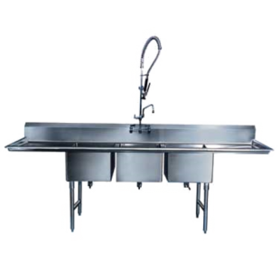 Winholt WS3T19282D18 Sink 19 Inch with Left and Right-hand Drainboards Winholt WS3T19282D18 Sink 19 Inch with Left and Right-hand Drainboards