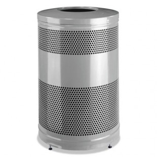 Rubbermaid Commercial Products FGS55ETSMPLBK 24 Inch Diameter Recycling Receptacle Steel Silver Finish Cans and Bottles