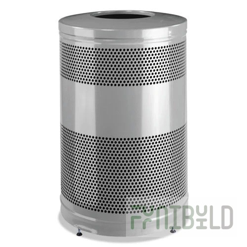 Rubbermaid Commercial Products FGS55ETSMPLBK 24 Inch Diameter Recycling Receptacle Steel Silver Finish Cans and Bottles