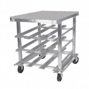 Winholt CR-72S-S 25 Inch Mobile Can Storage Rack with Work Top Aluminum Frame