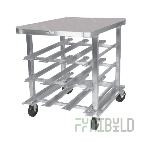 Winholt CR-72S-S 25 Inch Mobile Can Storage Rack with Work Top Aluminum Frame