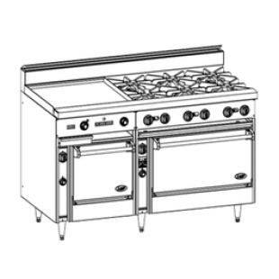 Jade Range JBR-60G 60 Inch Griddle Gas Restaurant Range with Manual Controls 120000 BTU