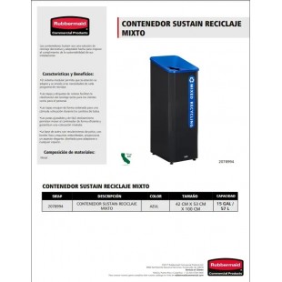 Rubbermaid 2078994 Sustain Decorative Mixed Recycling Container Indoor Use 15 Gallon Rubbermaid 2078994 Sustain Decorative Mixed Recycling Container Indoor Use 15 Gallon
