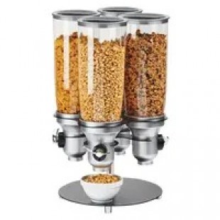 Cal Mil 3619-4-13FF 15 Inch Cereal Dispenser 4 Cylinders Plastic and Metal Cal Mil 3619-4-13FF 15 Inch Cereal Dispenser 4 Cylinders Plastic and Metal