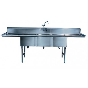 Winholt WS3T1618-2D24 16 Inch Width Stainless Steel Sink With (2) 24 Inch Drain-boards Winholt WS3T1618-2D24 16 Inch Width Stainless Steel Sink With (2) 24 Inch Drain-boards