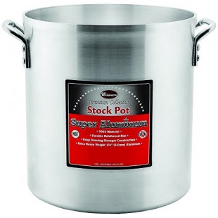 Winco AXS-10 10 Quart Round Stock Pot Aluminum Without Cover Reinforced Rim