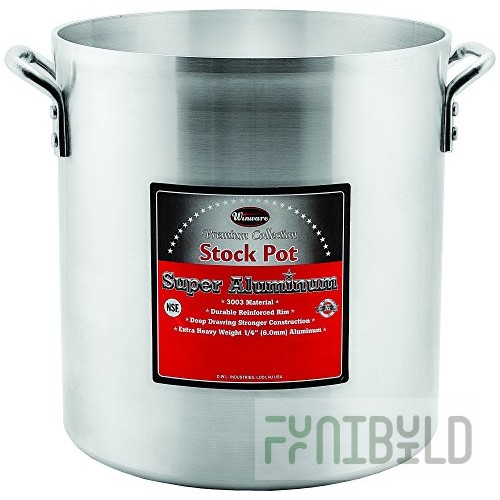 Winco AXS-10 10 Quart Round Stock Pot Aluminum Without Cover Reinforced Rim