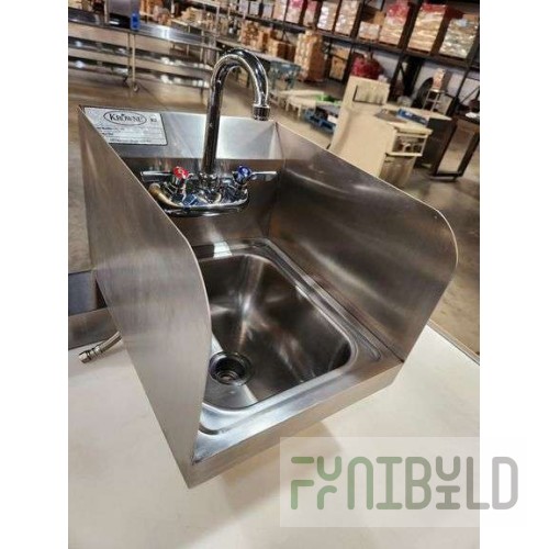 Krowne HS-30-LF 12-1/2 Inch Wall Mount Hand Sink with Side Splashes Stainless Steel