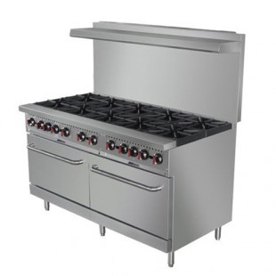 BakeMax BAS60O 60 Inch Gas Range with 10 Open Cast Iron Burners and 2 Ovens BakeMax BAS60O 60 Inch Gas Range with 10 Open Cast Iron Burners and 2 Ovens
