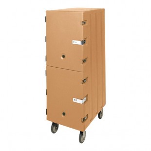 Cambro 1826DBCSP157 33 Inch Double Cavity Food Storage Cabinet with Security Package Polyethylene Coffee Beige